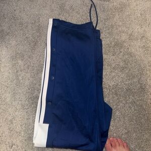 Blue Track Pants with White Stripe